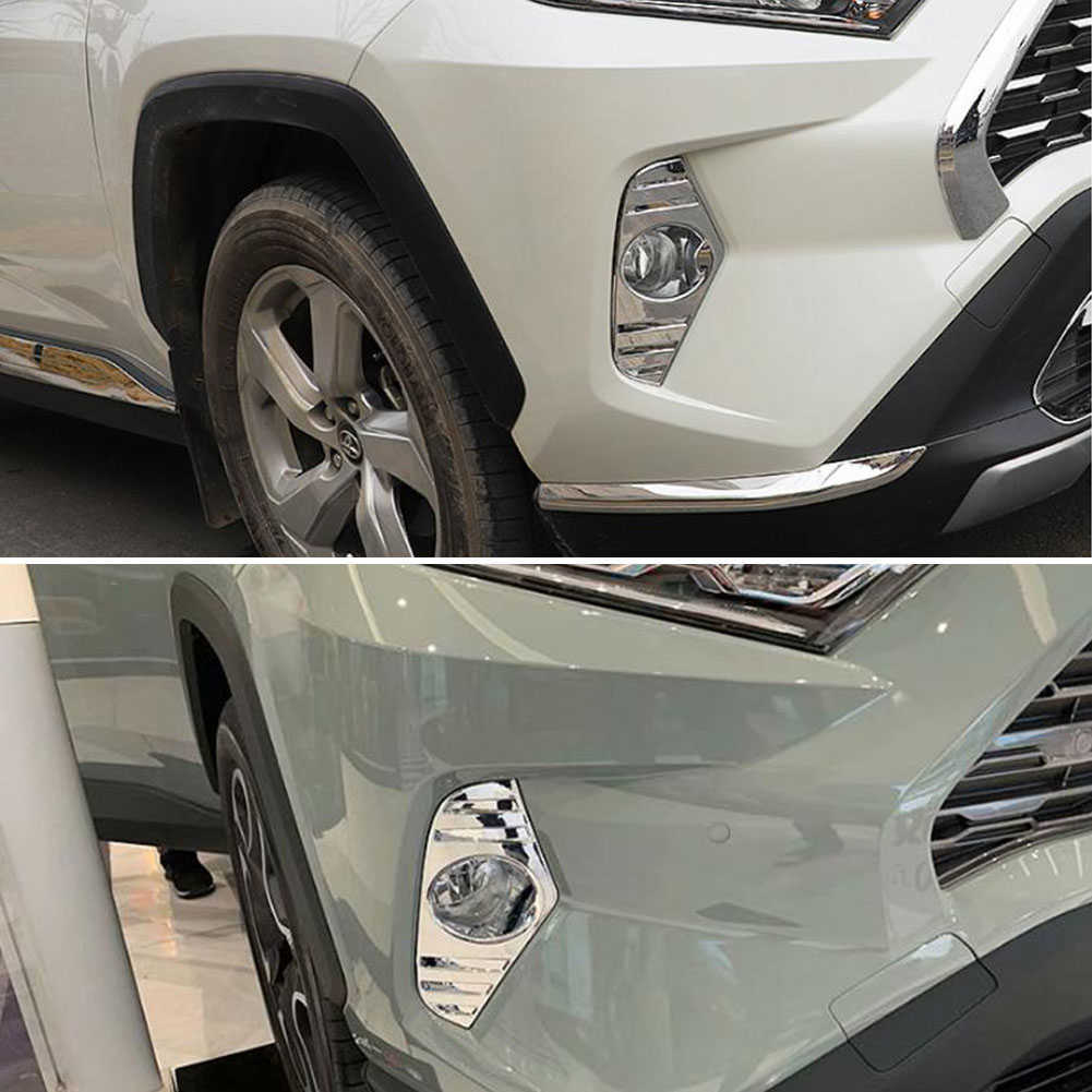 Yeni 2x araba ön sisli sis lambası kapak kaplama çerçeve çıkartma dış aksesuarları Toyota RAV4 RAV 4 2019 2020 2021 için krom