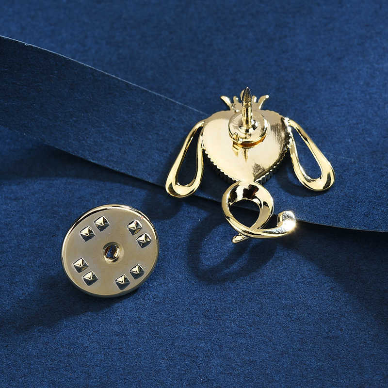 Pins Brooches Women's simple white shell lovely crown dog suitable for women luxury gold stone alloy animal brooch safety pin G230529