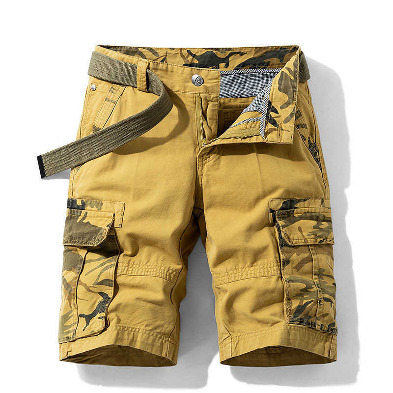 Shorts pour hommes été 2023 nouveau camouflage tactique kaki jogging cargo coton décontracté lâche shorts pour hommes P230602