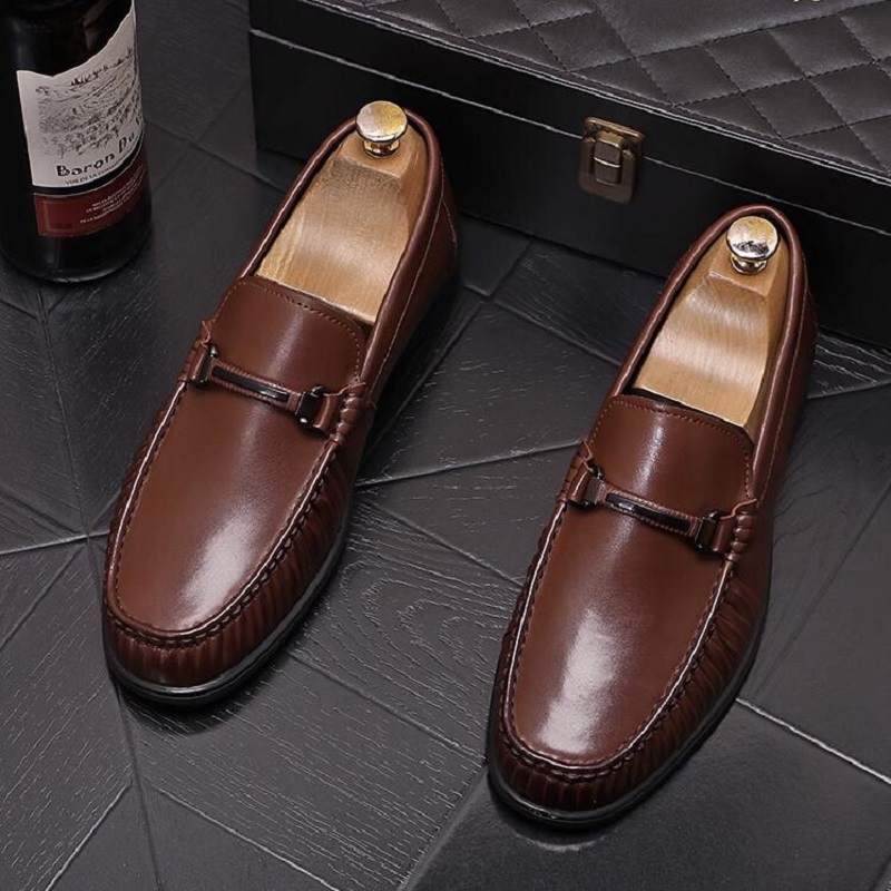 Amerikansk stil man casual skor bekväma mode lyx loafers män läderskor d2h58