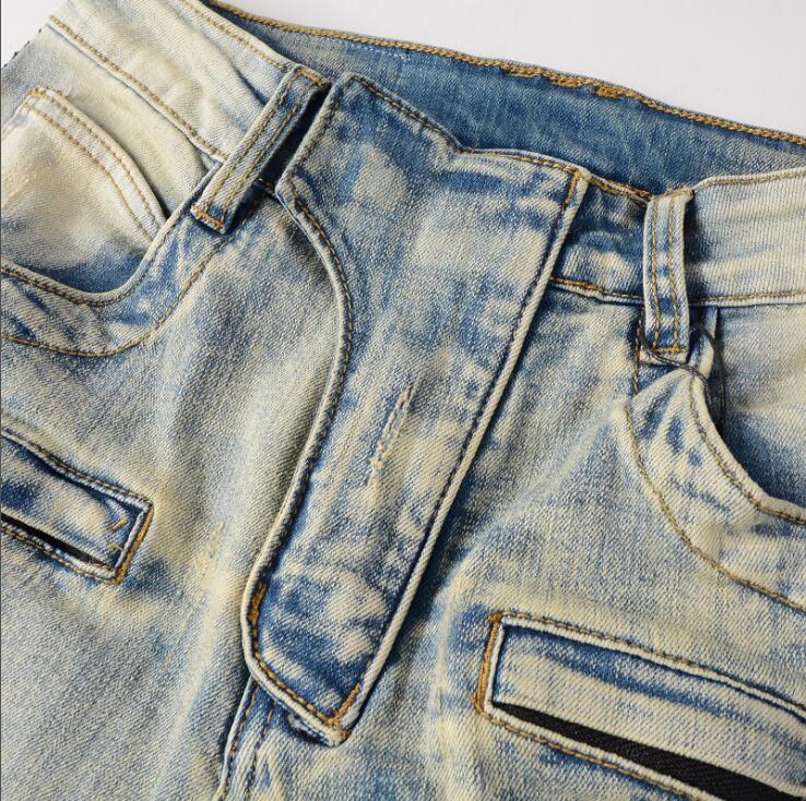 2023 Jeans da uomo Moda svasata da uomo Strappato Distressed Streetwear Pantaloni di jeans neri Nastri lunghi Trend Uomo #