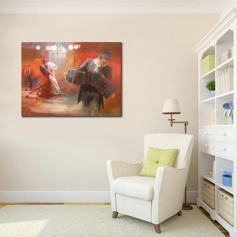 Canvas Art Tango в пабе элегантная ручная работа Willem Haenraets живопись импрессионистская фигура для музыкальной комнаты.