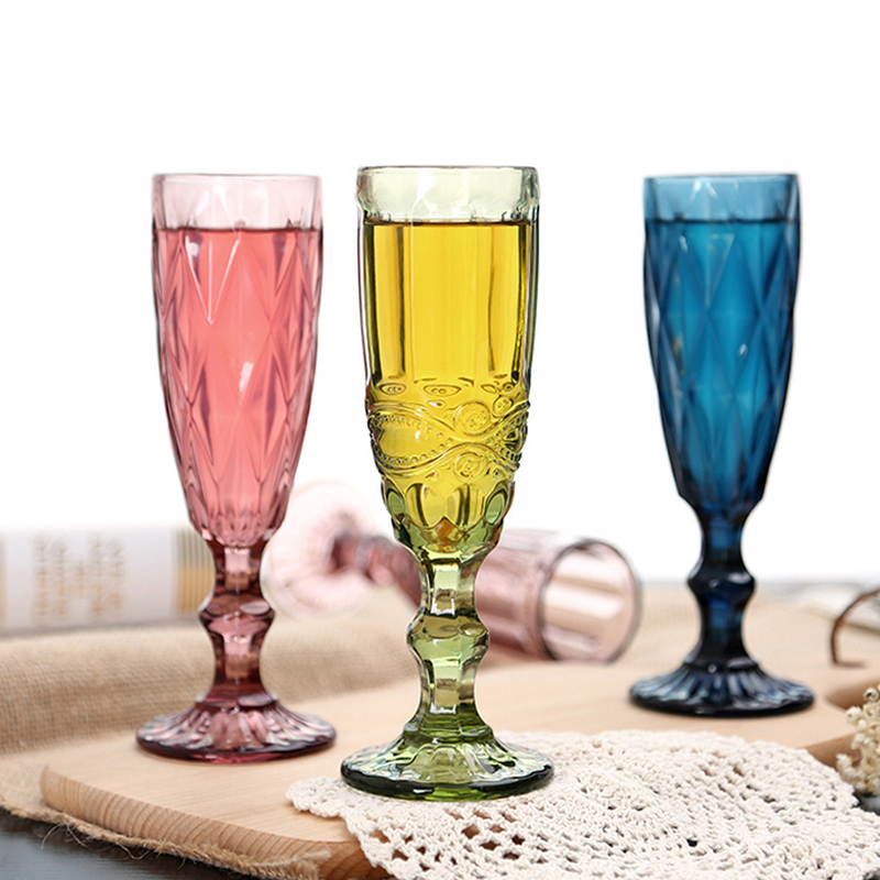 150ml Vintage Embossed Red Wine Glass Goblet Red Wine Juice Cups Wedding Party Champagne Flutes Goblet For Bar Restaurant Home JN02