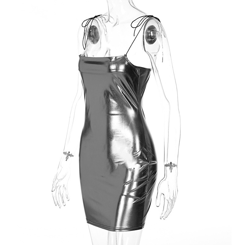 Facial, eco-friendly leather, fashionable and stylish, slim fitting, sexy, backless suspender, buttocks wrapped dress