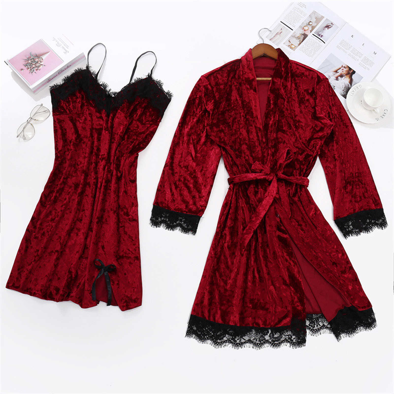 Sexy Pyjamas Pajama Set Women Lace Trim Satin Sleepwear Pyjamas Pour Femme Summer Nightwear With Dress Casual Home Wear Kimono Robe Gown J230601