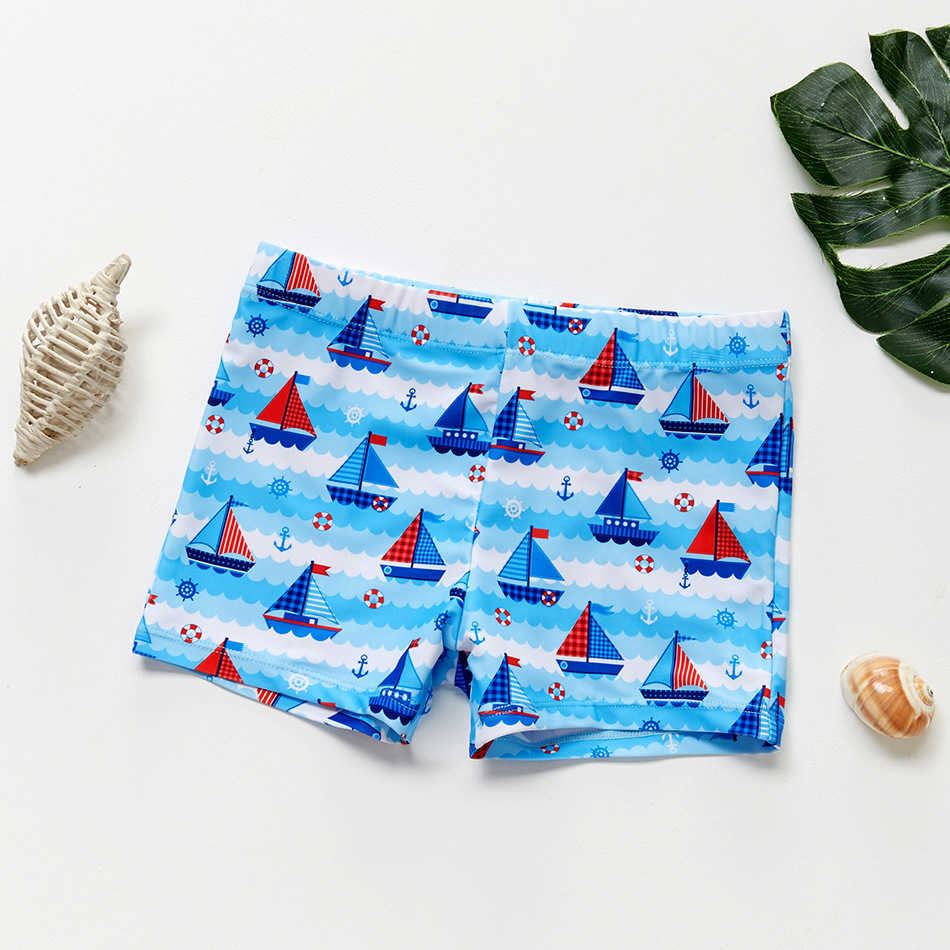 Kinderbadebekleidung Segelboot bedruckt 3–10 Jahre alte Badebekleidung für Jungen, Strandshorts für Kinder 9061 P230602