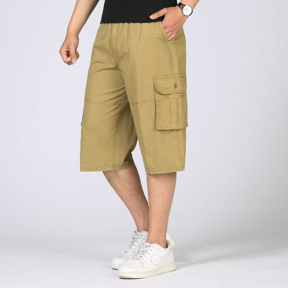 Mäns shorts sommar med flera fickor med dragkedja med en crotch casual Bermuda löst passande mäns råvarukorts plus storlek 5xl p230602