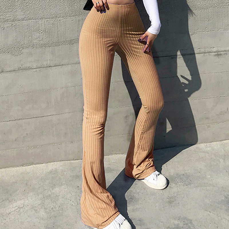 Capris Solid Hot Y2k Pants Fashion Street Comfortable Women's Clothing Ultra Thin High Waist Sexy Bell Bottom Shiny Tight Fit P230602