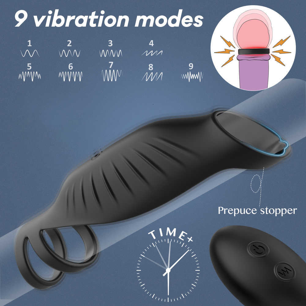 Heseks9モードVibrador Penis Massager Ring for Men Remote Control Testicle Vibrator