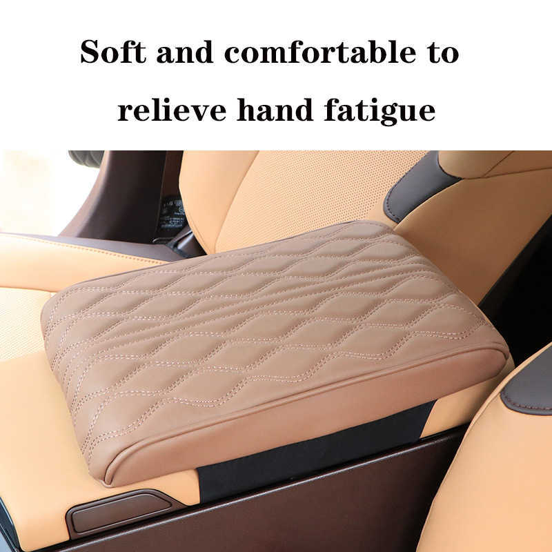 Ny Universal Wave Embroider Pu Leather Car Armest Mat Center Console Arm Rest Protection Cushion Armests Lagringsbox Cover Pad