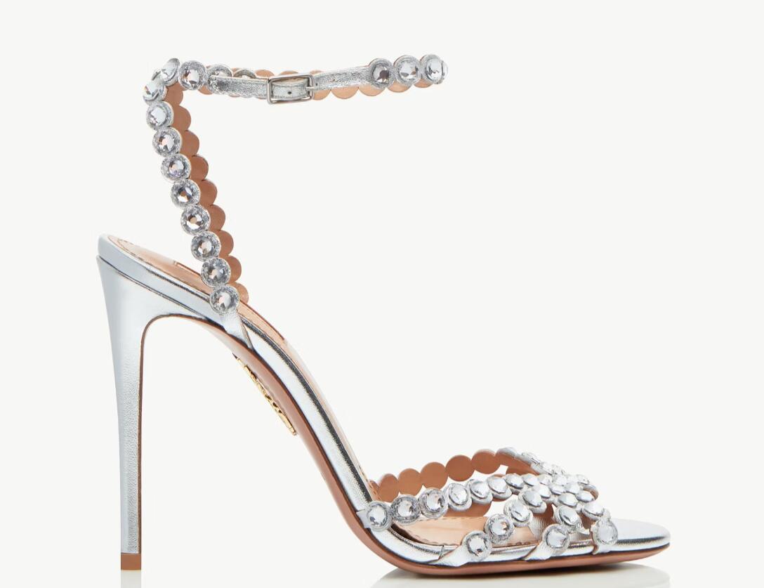 Aquazzura Olympia Sandaal kwaliteit ontwerpers Schoenen hakken damessandalen Hakken Gatsby Sling Satin party trouwjurk hak sexy rugband leer 35-43