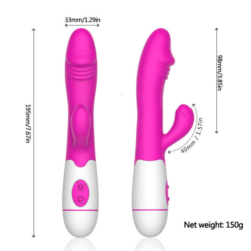 Masseur 30 vitesses rechargeable portable en silicone pour adulte Clitoris clitoridien G Spot Vibromasseur lapin double moteur pour femme