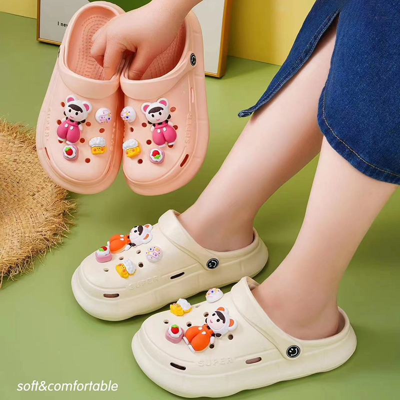 2023 New Women's Summer Outwear Fashion Cute Anti slip Thick Sole Double Wear Home Lazy Slippers