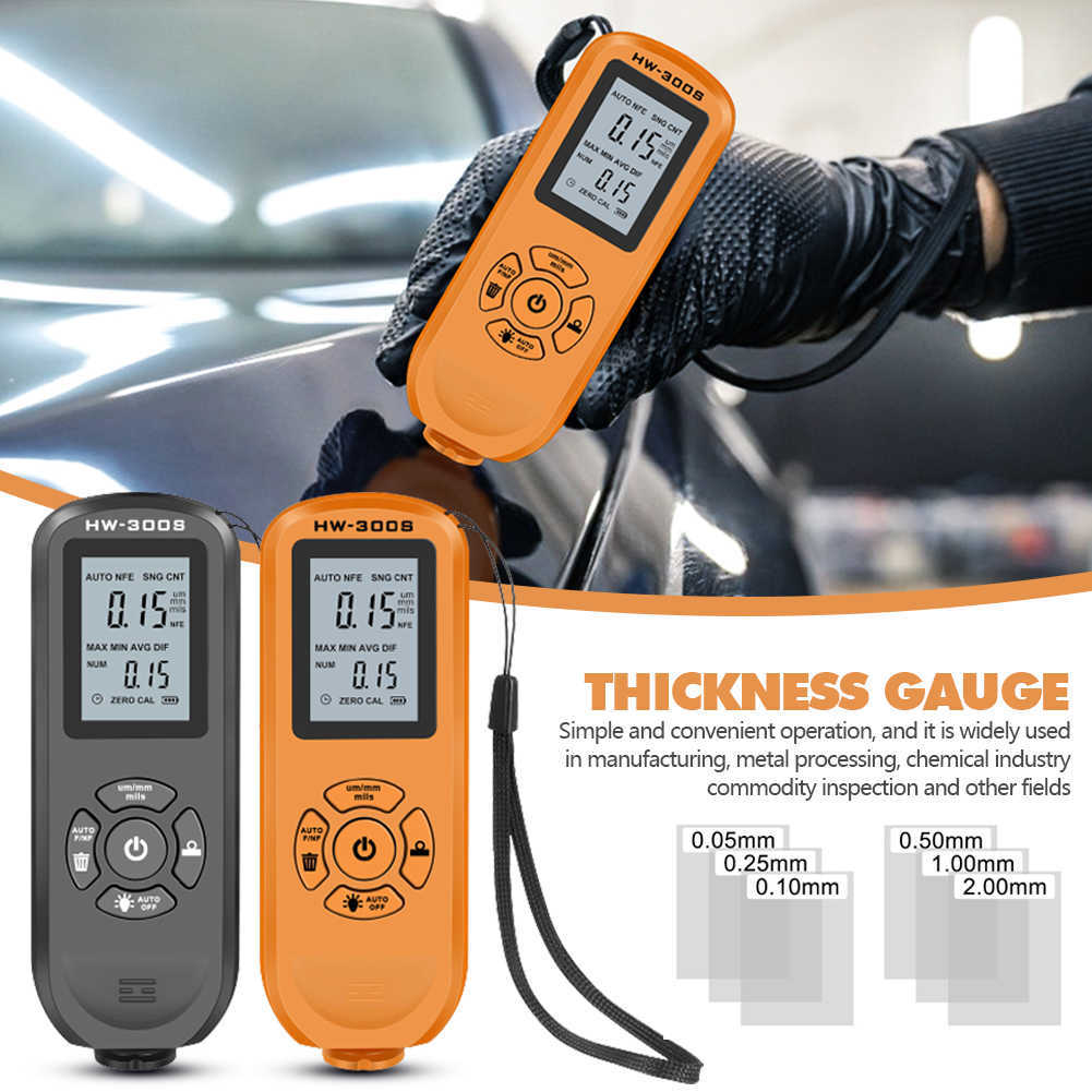 Novo 0-2000UM Medidor de Espessura de Alta Precisão LCD Medidor de Espessura de Filme Automóvel Digital Medidor de Espessura de Revestimento de Pintura de Carro Medidor de Testador de Espessura