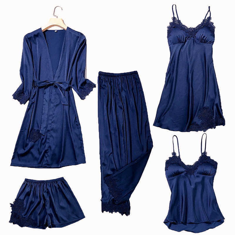 Sexy Pyjamas Satin Lace Pajamas Set Women Strap Top Pants Sleepwear Sleep Suit Spring Autumn Pyjamas Home Wear Nightwear Robe Gown M-XXL J230601