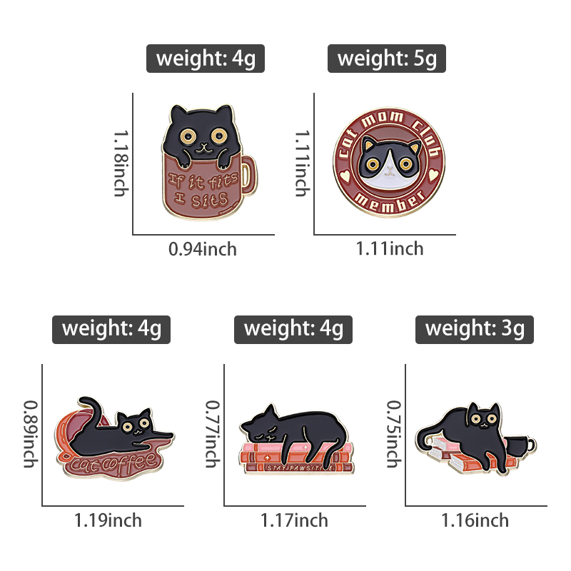 Animaux café émail broche chat noir Club personnalisé sac à dos chapeau amis accessoires chaton broche Badge revers vêtements bijoux