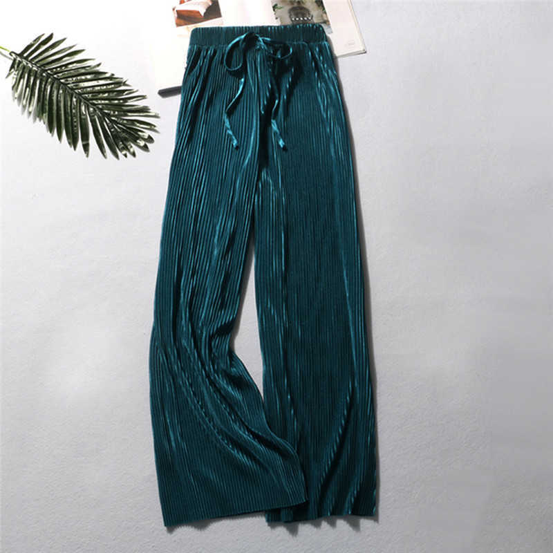 Capris Summer Wide Leg Casual Elastyczne wysoką talię 2023 Nowe luźne plisowane spodnie P230602