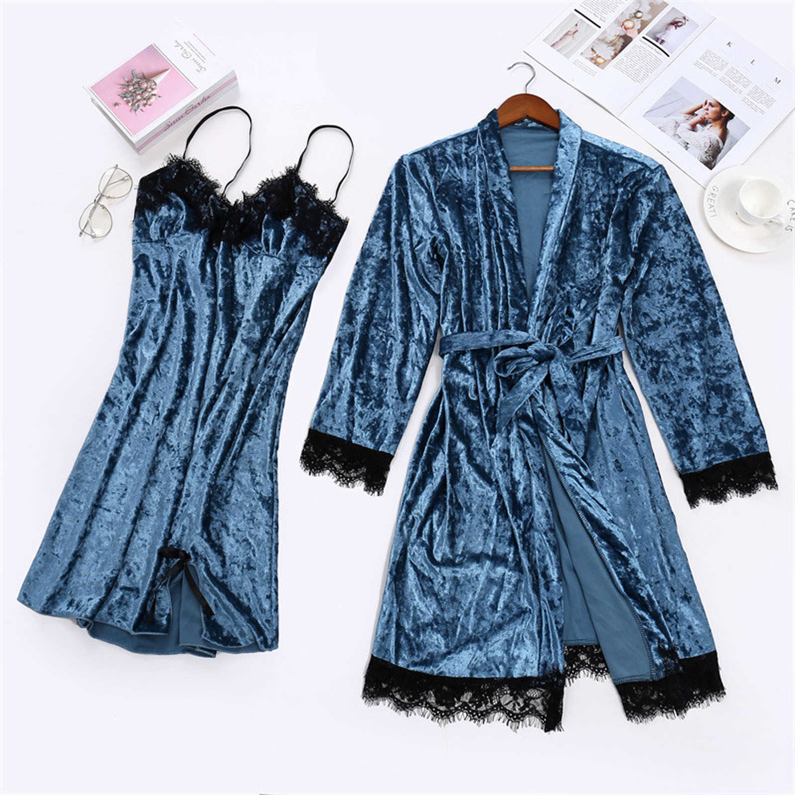 Sexy Pyjamas Pajama Set Women Lace Trim Satin Sleepwear Pyjamas Pour Femme Summer Nightwear With Dress Casual Home Wear Kimono Robe Gown J230601