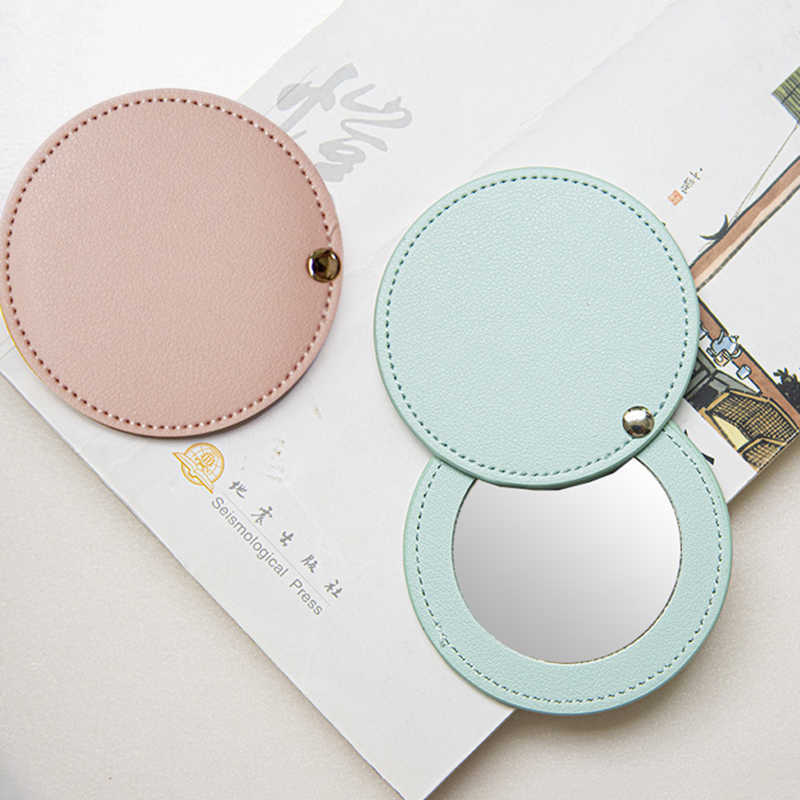 Outils de maquillage Mini miroir de maquillage rond Portable PU miroir cosmétique poche pliante miroir compact accessoires de voyage J230601