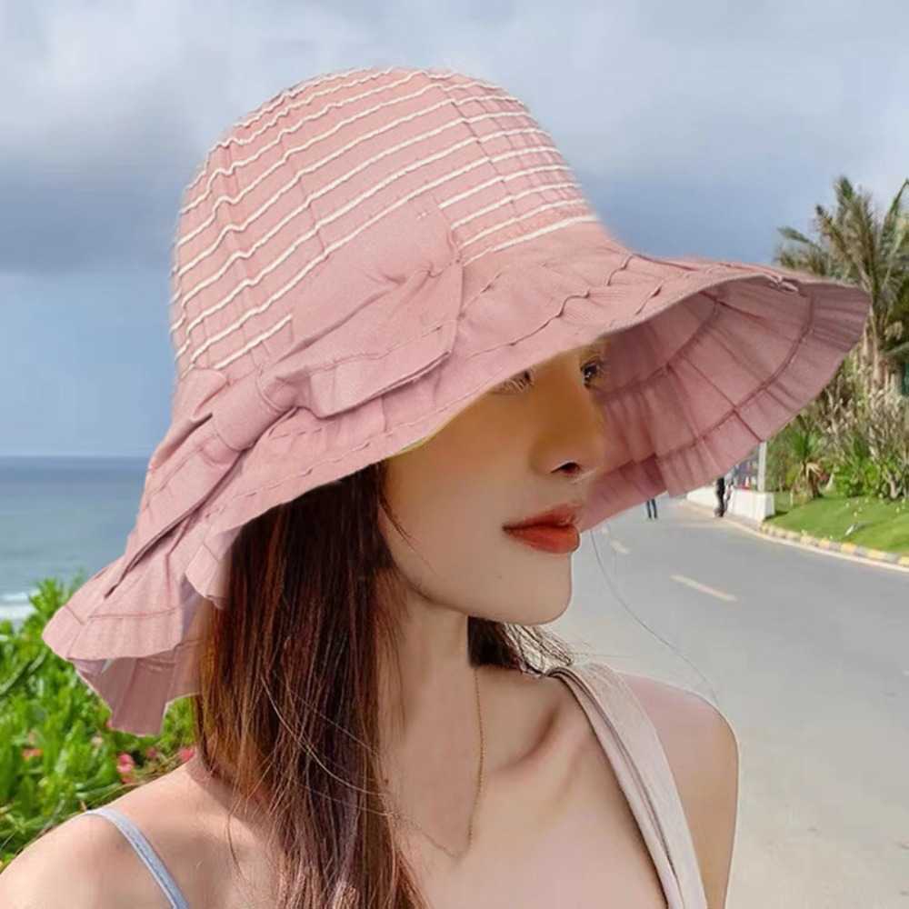 Krempe Hüte Neue Sommer Sonnenschutz Faltbare Sonne Breite Braun Mode Eimer Chapeau Frauen Strand UV Schutz Hut G230603