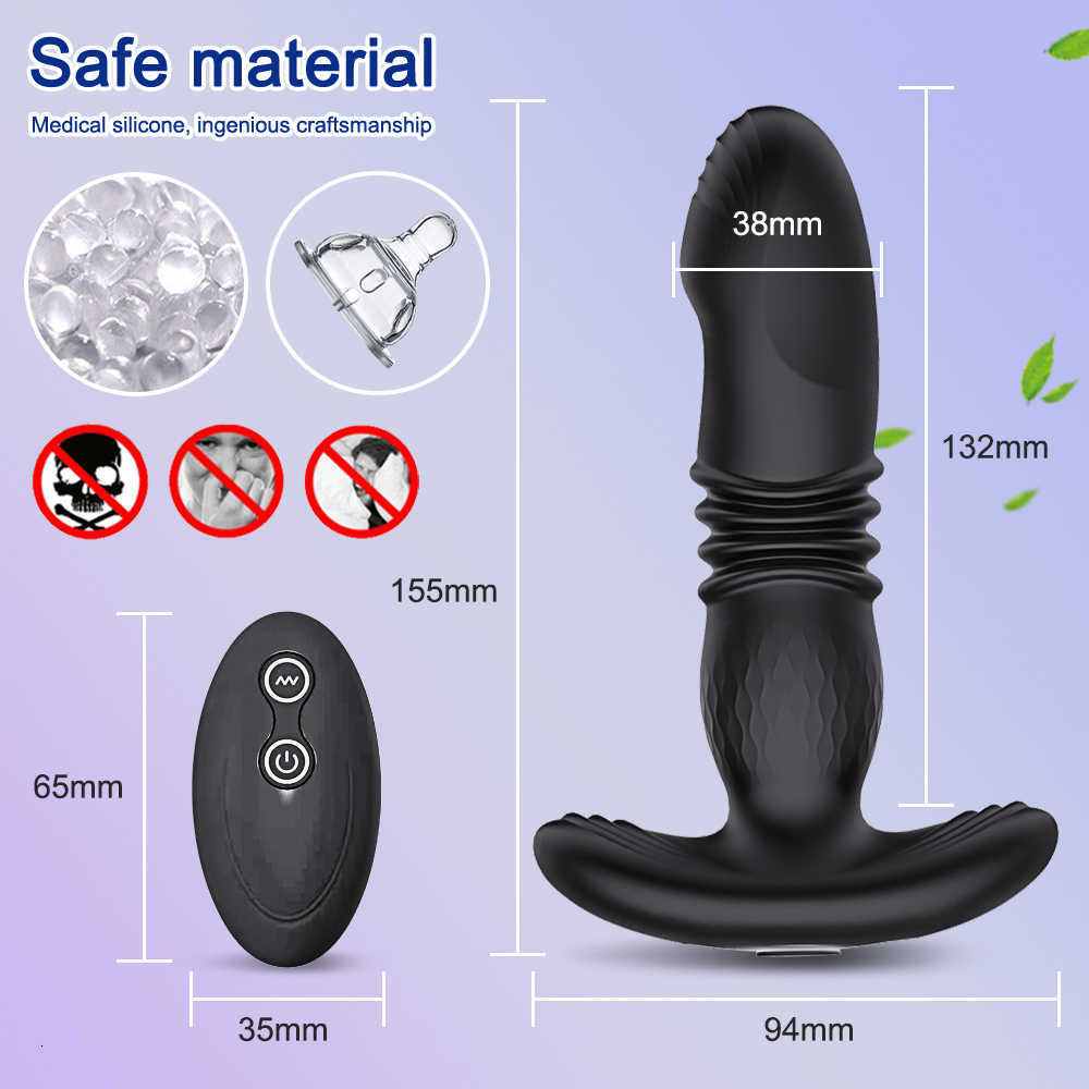 İtme anal vibratör popo fişi kablosuz uzaktan kumandalı pruvug prostat masaj yapaylaları erkekler için titreşen yetişkin ürünleri