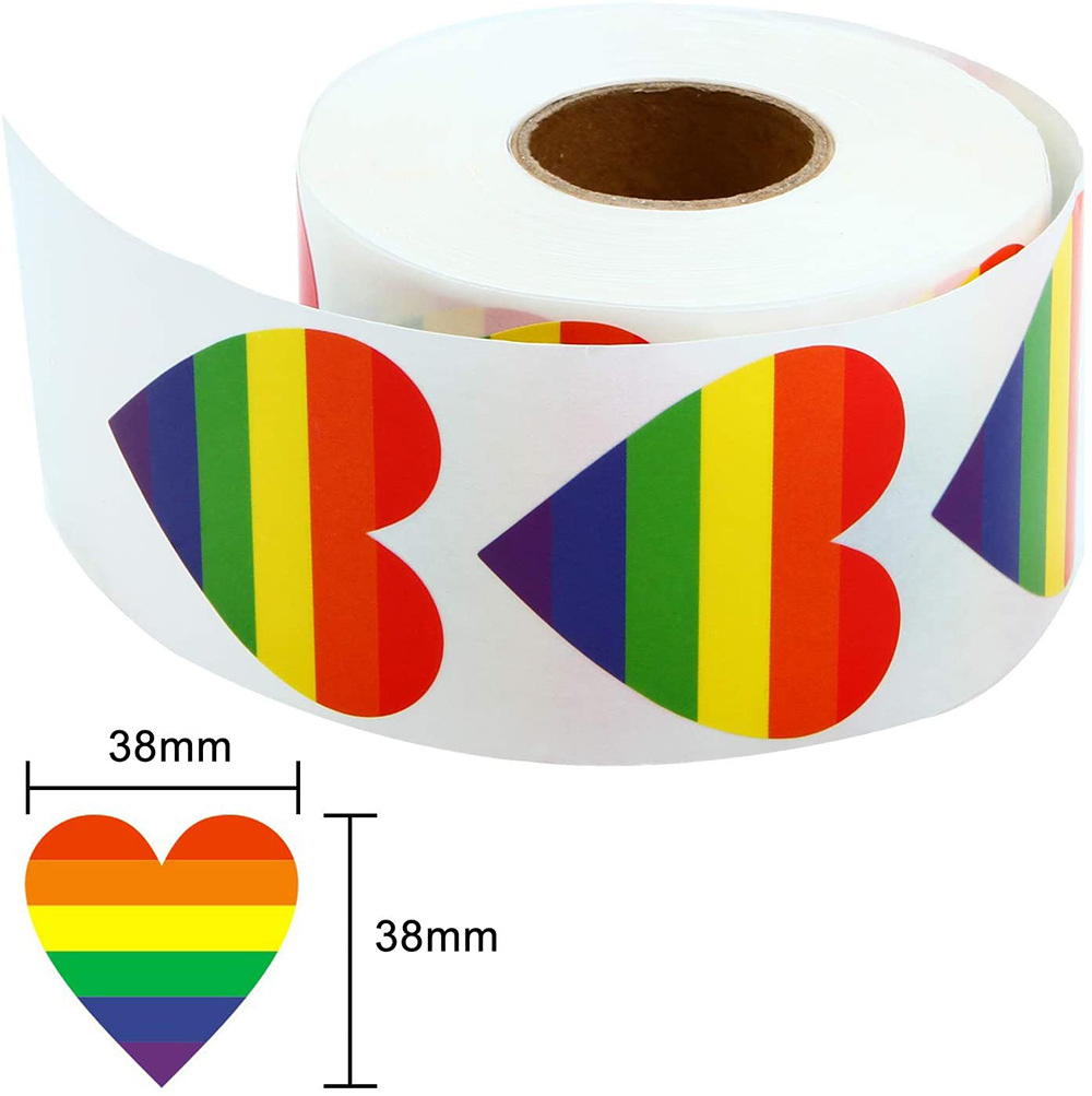 500 pçs Love Rainbow Labels Stickers Heart Shape Scrapbooking for Valentine's Day Gift Packaging Party Wedding Decoration Sticker