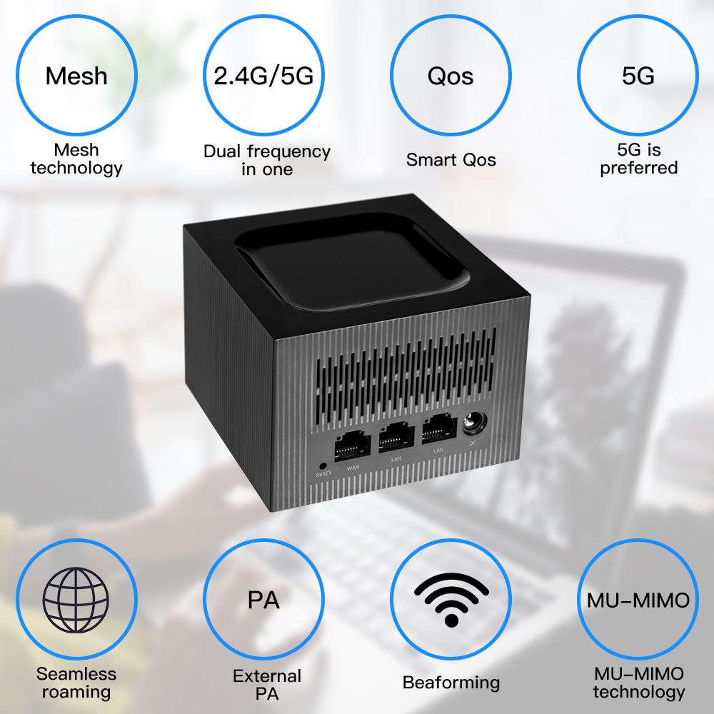 Routrar WiFi Mesh Dual Band AC1200 Router 802.11ac Gigabit hela hemmet Mesh System Network Router Good Penetrability Easy Setup PK MW6