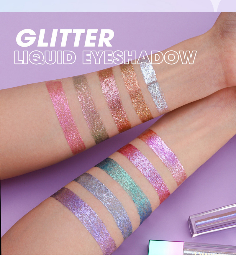 Long-lasting Liquid Glitter Eye Shadow Makep High Pigmented Liquid Eyeshadow Metallic Shimmer Sparkle Shining Eyeshadow Palette