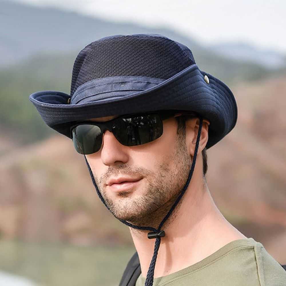 Hats Men's Solid Sun Outdoor Fishing Wide Brim UV Resistant Beach Bucket Hat Summer Hiking Camping 2023 New G230603