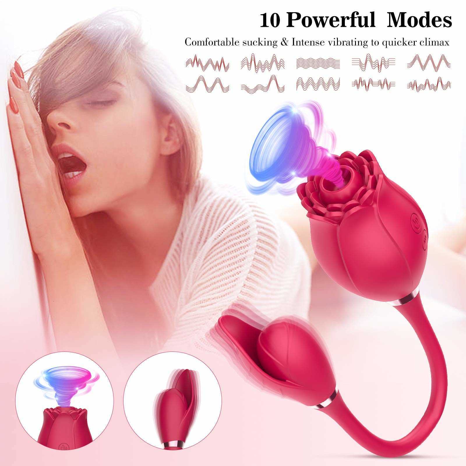 Massager Rose Vibrator Klitoris suger med vibrerande äggsug Vaginal Anal Stimulator Vuxen för kvinnor