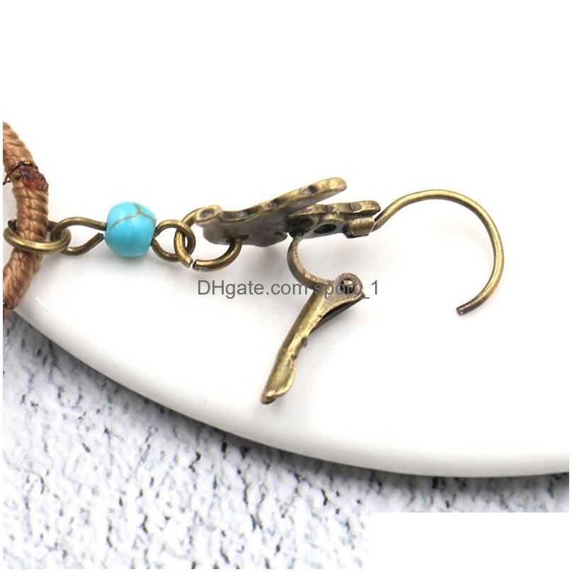 Dangle Lustre Ornements d'oreille européens et américains Flying Pigeon Tissu Fil de coton Dream Net Pendentif Bijoux Boucles d'oreilles Wholesa Dhlkf