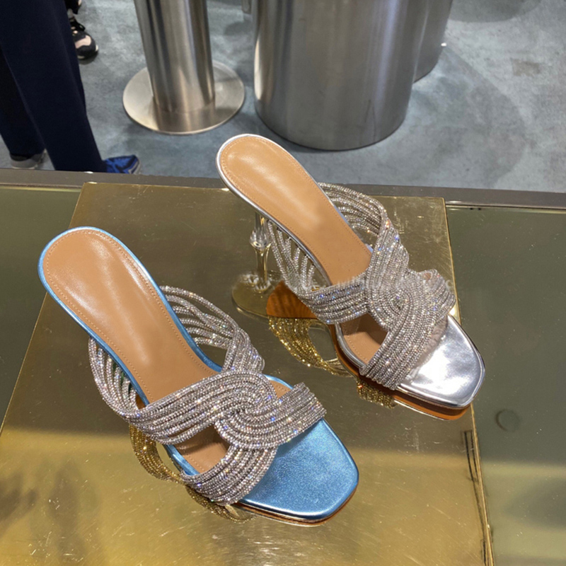 Strass Sandalen Vrouwen Zomer Slingback Sandalias Vrouwelijke Hoge Hakken Vrouwen Kleding Schoenen Vrouwen Party sandalias de las mujeres