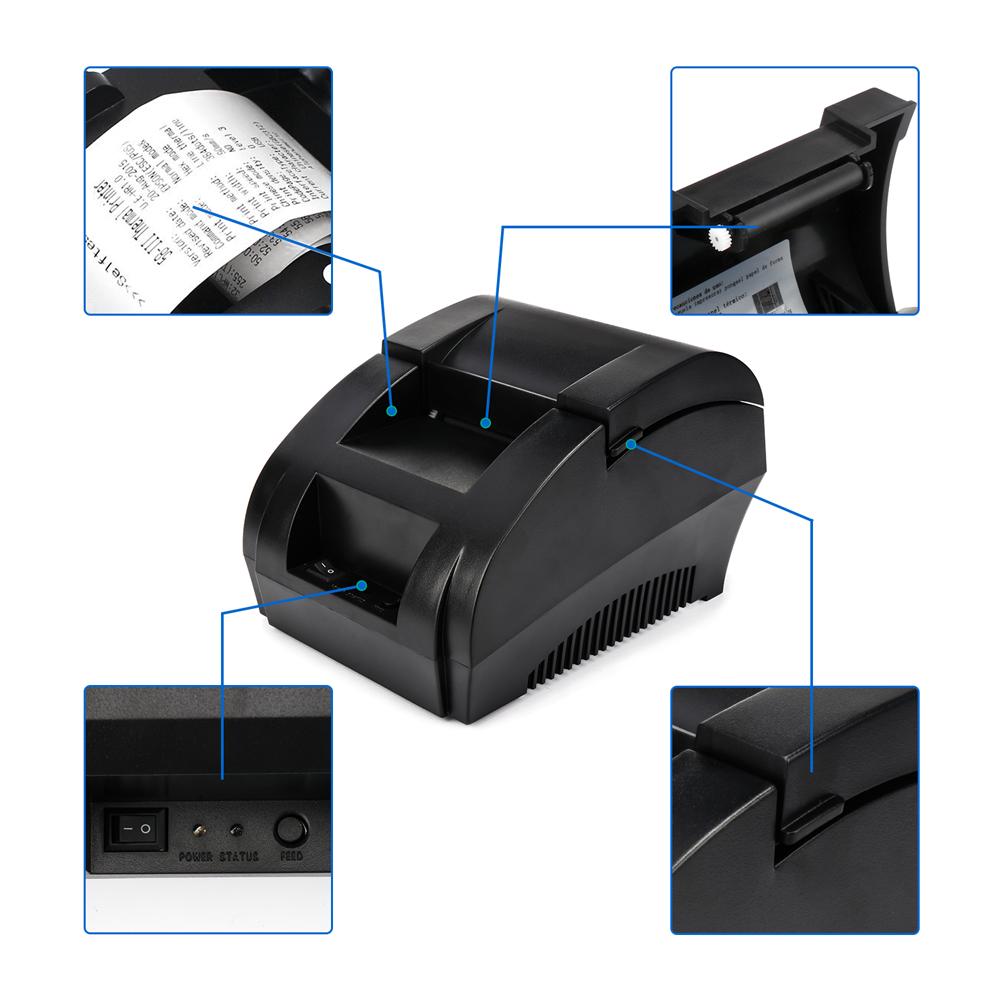 Imprimantes 5890K 58mm Receipt thermique Pirnter 203dpi port USB imprimante Pos à faible bruit commercial Systèmes POS POS T5890K