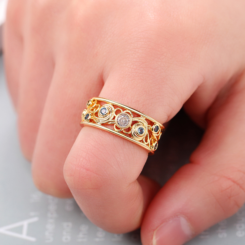 Ring for Women Gold Plated Multcolors Cubic Zirconia CZ Band Rings Lucky Protection Jewelry Gifts