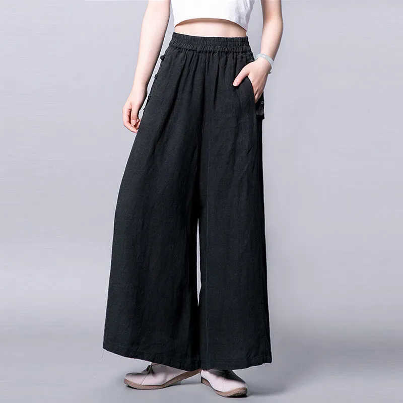 Capris Lucifer 2022 Summer Wide Leg High Waist Breathable Cotton Linen Women's Loose Casual Ankle Pants P230602