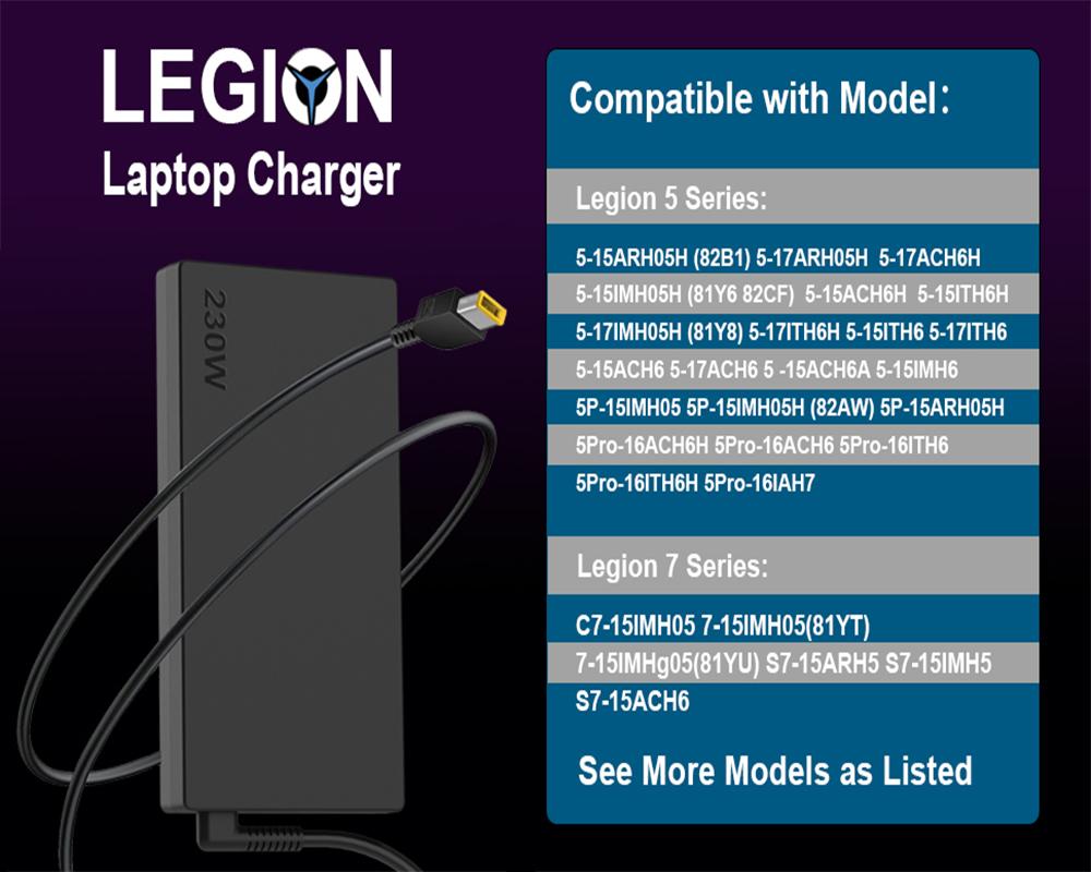 ADAPTER 230W AC -laddare för Lenovo Legion 5 5p Y520 P50 Y545 Y540 7 C7 ThinkPad P73 P72 P17 T15G YOGA A940 LAPPOP POWER Adapter Tillförsel