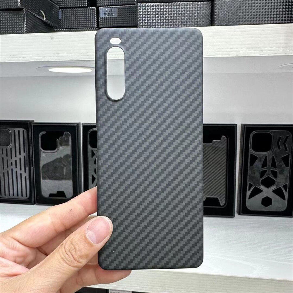 Original Real Carbon Fiber Aramid Slim Case för Sony Xperia 10 V Matt rustning bakåt