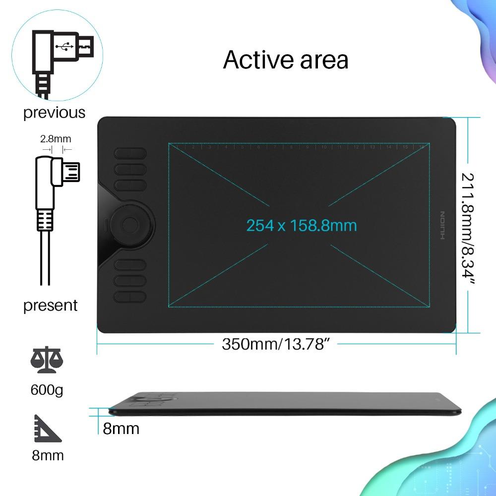 Compresse Huion HS610 Tavoletta grafica da 10x6,25 pollici 28 tasti Express 8192 Tablet con penna stilo senza batteria telefono Android MacBook