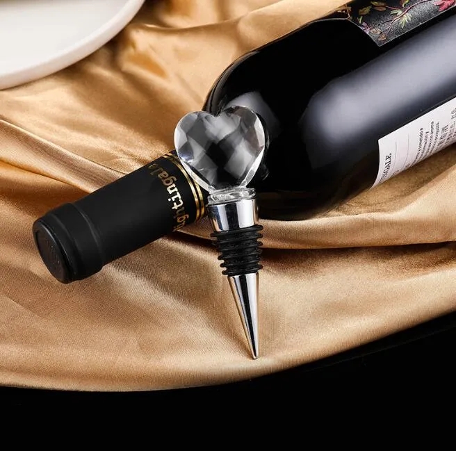 UPS red wine cork diamond heart-shaped cork crystal party favor ball wedding promotion gift Creative Gifts Heart Alloy Bottle Stopper