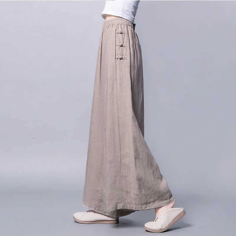 Capris Lucifer 2022 Summer Wide Leg High Waist Breathable Cotton Linen Women's Loose Casual Ankle Pants P230602