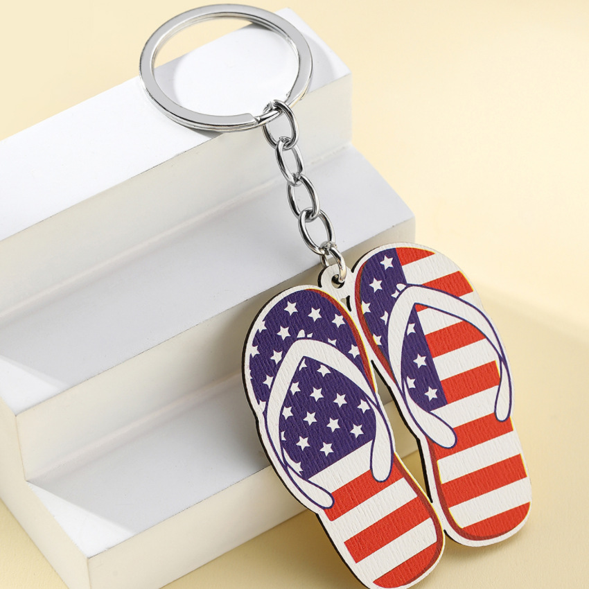 Creative Independence Day American Flag Keychain Pendant Fjäril