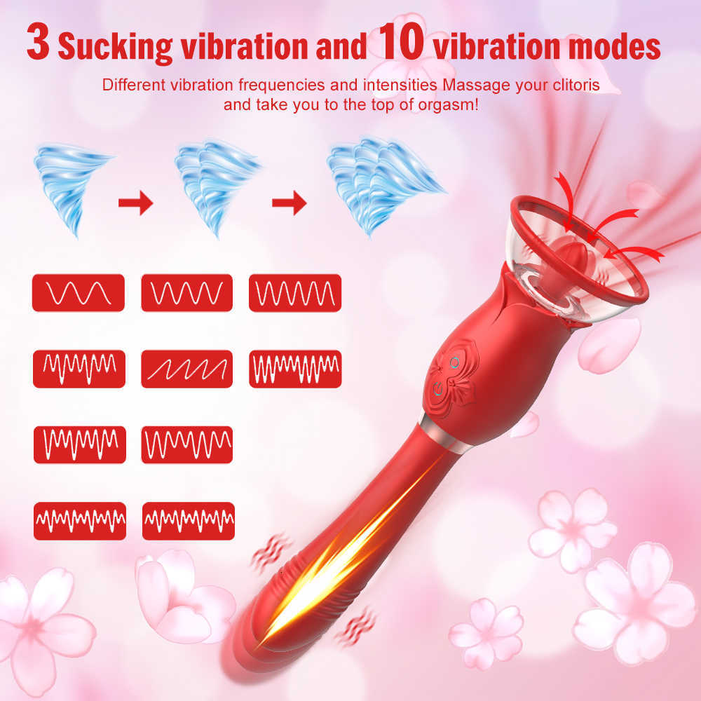 Masseur Rose succion vibrateur pour femmes gode télescopique Clitoris ventouse vagin g Spot Massage langue léchage vibrant adulte