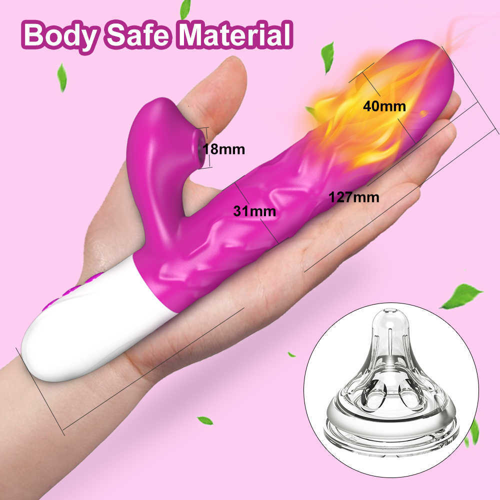 Stimulator Konijn Stak Vibrators Vrouwelijke voor Vrouwen Clitoris Sucker Stimulator Verwarming Dildo Goederen Volwassenen Zuigen Machine