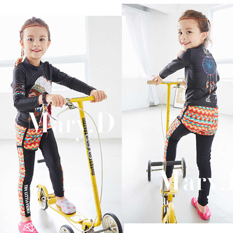 Swimwear Girls' Three Piece 3-11 Year Old Long Sleeve Ski 2021 Children's Cute Print Baby Swimsuit P230602