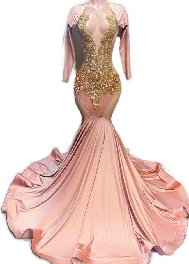 Arabski aso ebi perłowy różowy syrena sukienki na bal