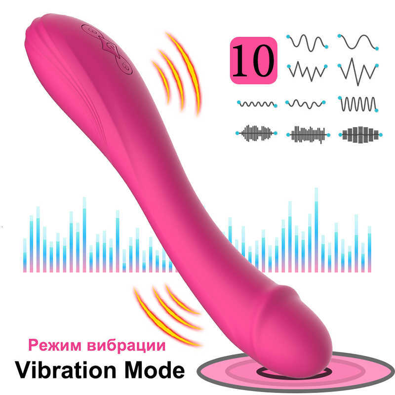 Женский удлиненный фаллоимитатор, 10 режимов, вибратор, вагинальная мастурбация, клиторальный массажер для точки G, эротический, для взрослых, ощущение мягкой кожи