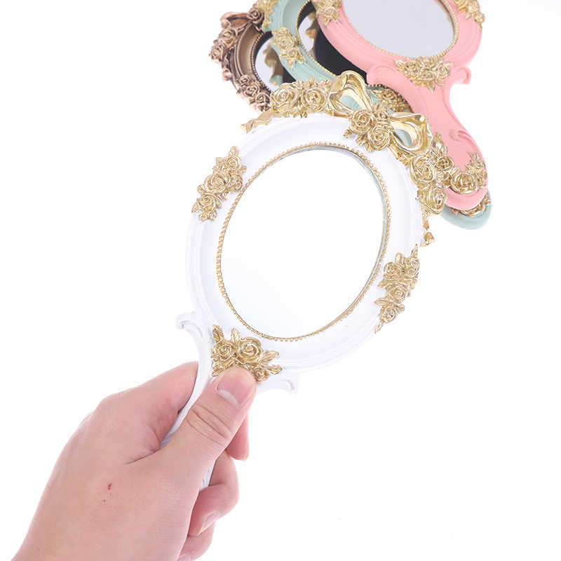 Makeup Tools Rectangle Hand Hold Cosmetic Makeup Vanity Mirror Creative Vintage Hand Mirror J230601