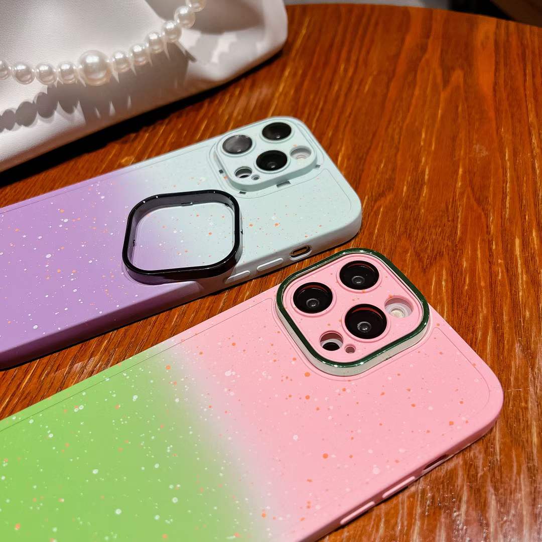 Gradient Soft Liquid TPU -fodral för iPhone 15 14 Plus 13 Pro Max 12 11 Sky Starry Camera Lens Protector Stars stockproof Fine Hole Silicone Smart mobiltelefon Back Cover