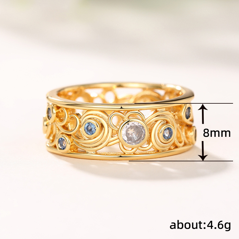 Bague pour Femme Plaqué Or Multcolors Cubic Zirconia CZ Band Anneaux Chanceux Protection Bijoux Cadeaux