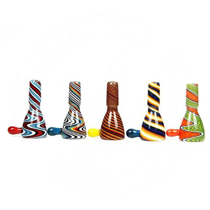 Glass USA Colorful Wig Wag Handle Smoking 14MM 18MM Male Joint Herb Tobacco Filter Bowl Oil Rigs Replaceable Bubbler Waterpipe Bong DownStem Cigarette Holder DHL